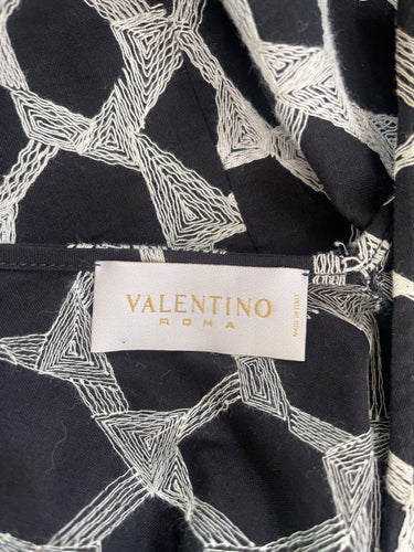 2000s Valentino Monochrome Embroidered Cotton Dress