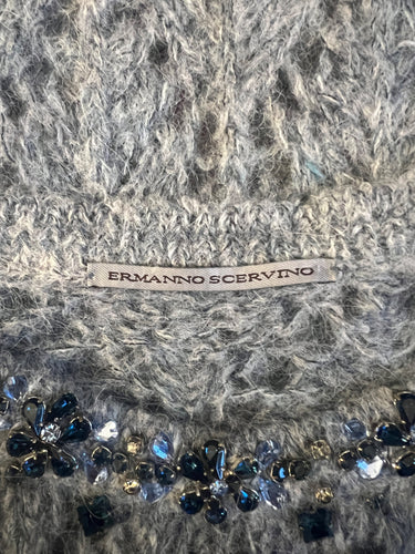 ARCHIVE - 2020 Ermanno Scervino Grey Alpaca Wool Jewelled Jumper