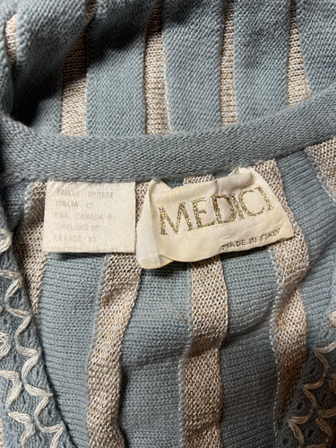 1980s Medici Duck Egg Blue Knitted Skirt Suit