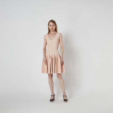 2013 Alaia Peachy Pink Knit Sculptural Skater Dress