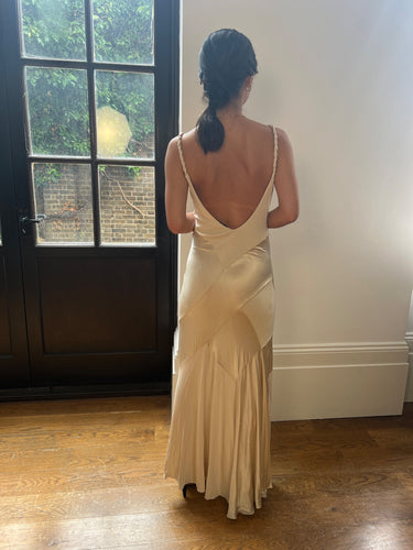 ARCHIVE - Y2K Blumarine Bias Cut Jersey Cream Slip Dress