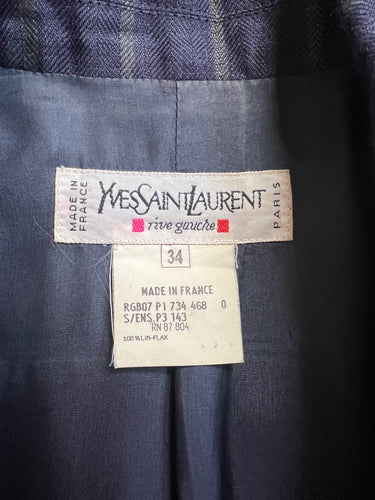 ARCHIVE - 2000 Runway Alber Elbaz for Saint Laurent Navy Pinstripe Skirt Suit