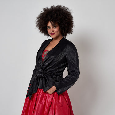 2009 Christian Dior Metallic Black Bar Jacket with Bow Front