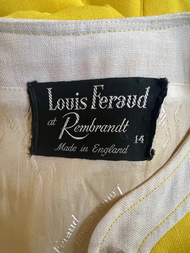 ARCHIVE - 1960s Louis Feraud for Rembrandt Yellow and White Linen Dress