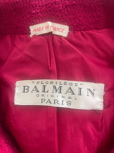 ARCHIVE - 1960s Balmain Demi Couture Red Boucle Wool Coat