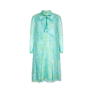 ARCHIVE - 1960s Mottled Green and Turquoise Mod Dress with Coat