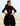 2006 Prada Runway Documented Black Silk and Red Rose Print Dress