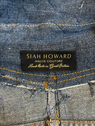 2010s Siah Howard Couture Elongated Denim Jacket Beadwork