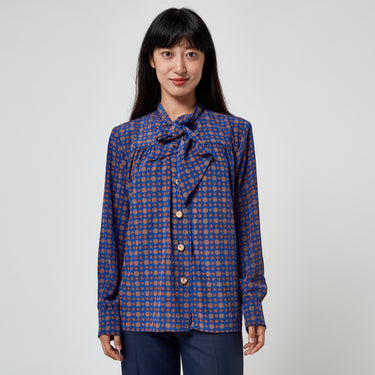1991 Yves Saint Laurent Tudor Rose Print Blouse with Gold Buttons