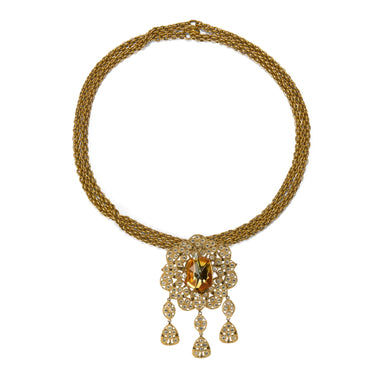 1986 Yves Saint Laurent Haute Couture Gold Brooch and Necklace