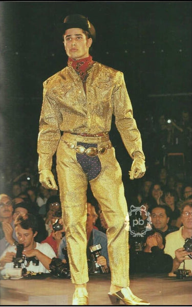 1989 Junior Gaultier Gold Lamé Lace-Up Trouser