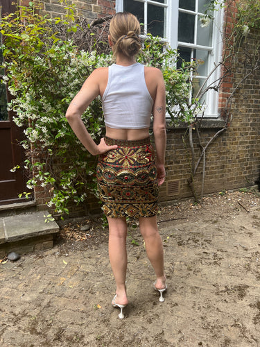 1990s Genny By Gianni Versace Baroque Beaded and Sequinned Skirt