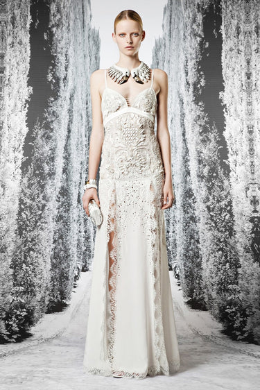ARCHIVE - 2013 Roberto Cavalli Documented Beaded Embroidered Cream Dress
