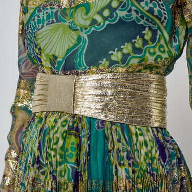 1970s French Haute Couture Gold Ruched Belt
