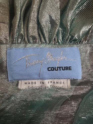 Y2K Thierry Mugler Couture Aqua Lamé Halter Top and Skirt