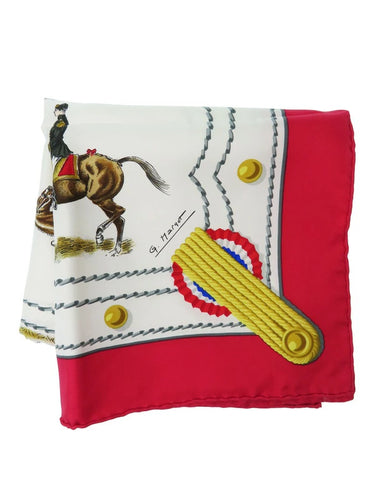 ARCHIVE - 1960 Hermès Red “Cadre Noir” by G. Margot 90cm Silk Twill Scarf