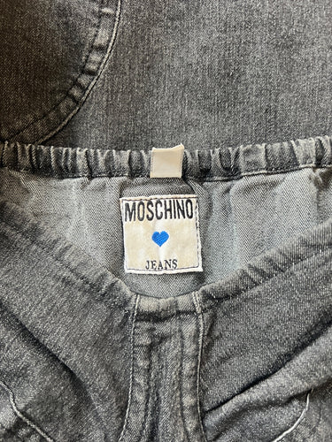 1990s Moschino Jeans Black Stone Wash Denim Stretch Dress