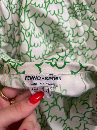 1970s Fenno Sport Green White Cotton Shirtwaister Dress