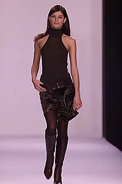 2001 Ralph Lauren Collection Runway Paisley Velvet Maxi Dress