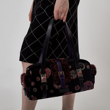 ARCHIVE - Y2K Longchamp Purple Embellished Carpet Bag