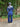 1960s Larry Ross Navy and White Wool Beaded Tunic Trouser Suit