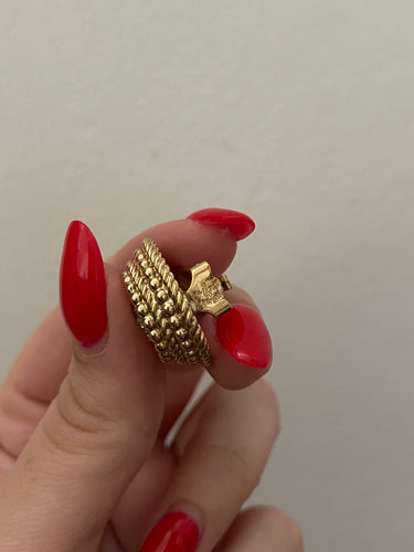 1970 Christian Dior Gold and Diamante Rope Design Earrings