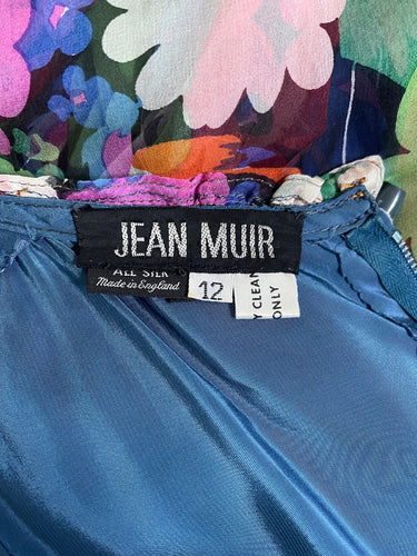 1975 Jean Muir Runway Documented Rainbow Floral Chiffon Layered Dress