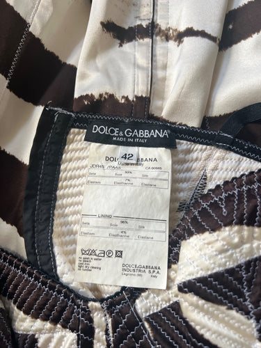ARCHIVE - Y2K Dolce and Gabbana Quilted Silk Corset Zebra Print Dress