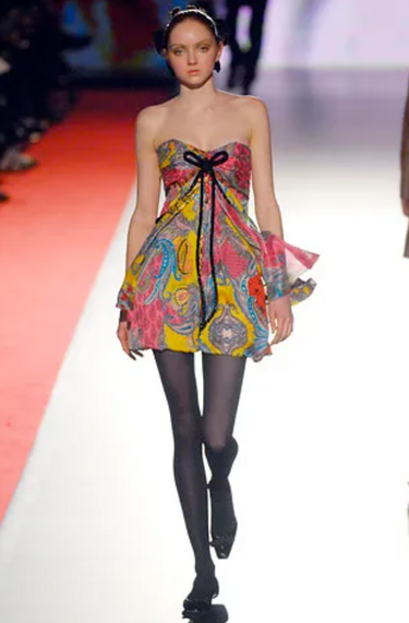 2006 Runway Documented Christian Lacroix Paisley Print Silk Dress