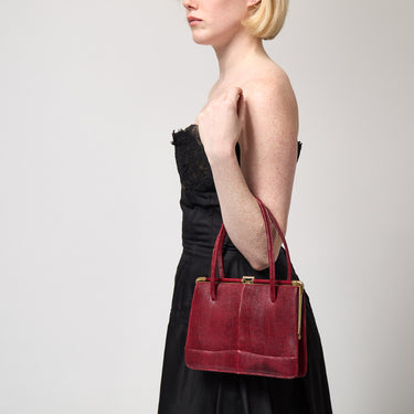 1960s Marquessa Red Lizard Leather Top Handle Bag