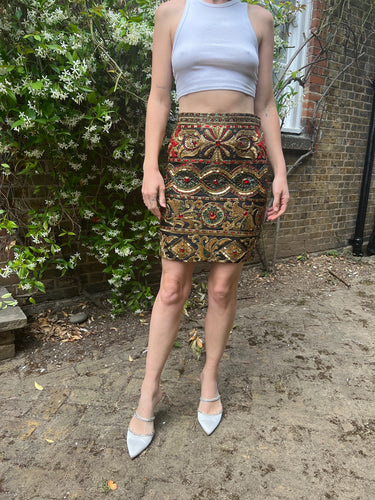 1990s Genny By Gianni Versace Baroque Beaded and Sequinned Skirt