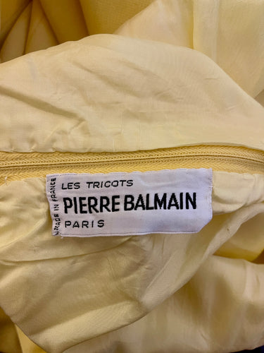 1970s Pierre Balmain Jersey A-Line Yellow Halterneck Maxi Dress
