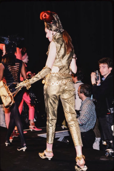 1989 Junior Gaultier Gold Lamé Lace-Up Trouser