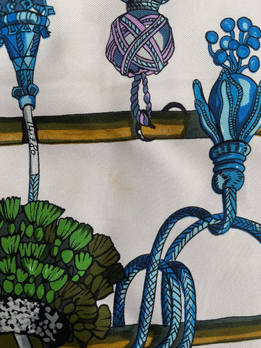 ARCHIVE - 1960 Hermès Blue “Passementerie” Françoise Heron 90cm Silk Twill Scarf