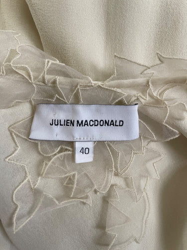 2011 Julien Macdonald White Silk Chiffon Dress and Cape with Appliques