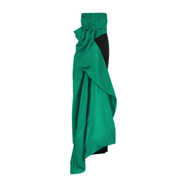 2015 Lanvin Emerald Green and Black Evening Dress with Train