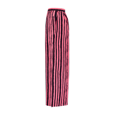 1990s Christian Lacroix Black Pink Striped Wide Leg Trousers