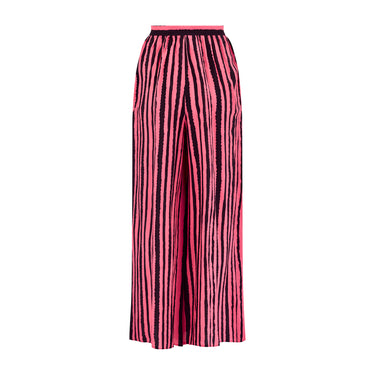 1990s Christian Lacroix Black Pink Striped Wide Leg Trousers