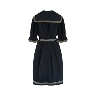 ARCHIVE - 1900s Edwardian Navy and Cream Cotton Bathing Suit