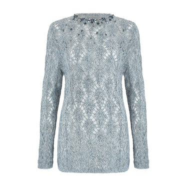 ARCHIVE - 2020 Ermanno Scervino Grey Alpaca Wool Jewelled Jumper