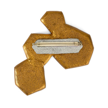 1990s Fabrice of Paris Large Pearlescent Hexagonal Brooch