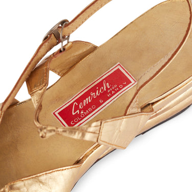 1940s Gemrich Gold Leather Wedge Sandals