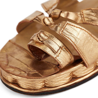 1940s Gemrich Gold Leather Wedge Sandals