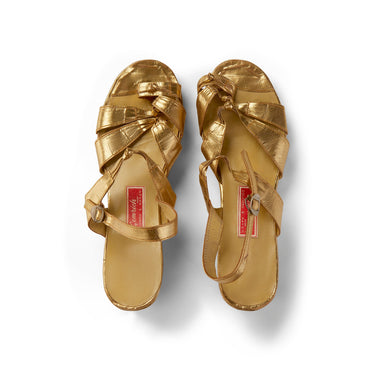 1940s Gemrich Gold Leather Wedge Sandals