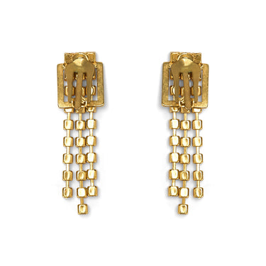 1970s Norman Hartnell Couture Gold and Diamante Drop Earrings