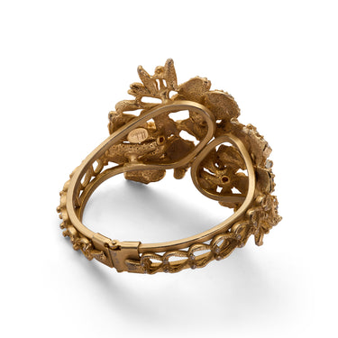 1950s Hobé Gold and Diamante Floral Bracelet