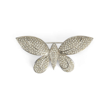1970s Grosse Silver Diamante Butterfly Brooch