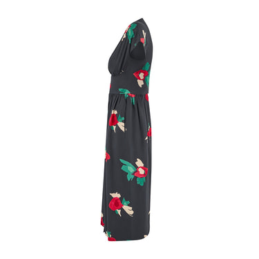 1970s Halston Black Label Koi Fish Printed Silk Dress