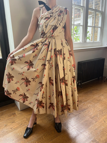 ARCHIVE - 2008 Resort Prada Silk Floral Box Pleat Maxi Dress