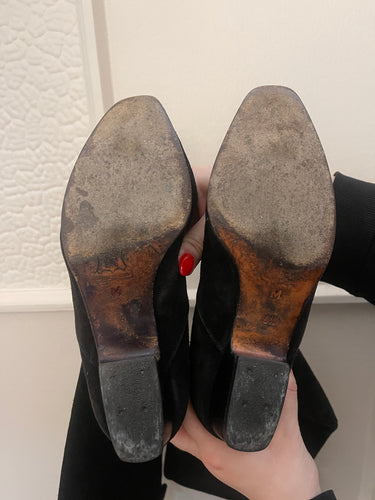 1970s Yves Saint Laurent Black Suede Pirate Boots